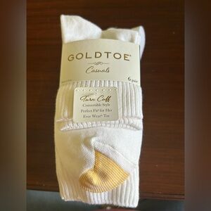 Gold Toe Women's White Socks with Gold Toe Accent